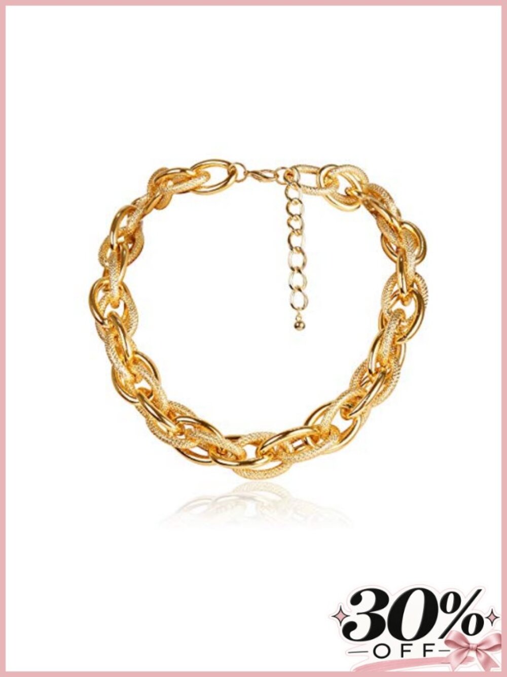Gothic Chunky Link Chain Choker Necklace Gold Alloy Adjustable